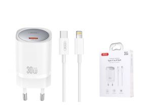 Сетевое зарядное устройство USB-C + кабель Lightning - Type-C XO CE20(EU) PD30W/PPS33W fast charger White