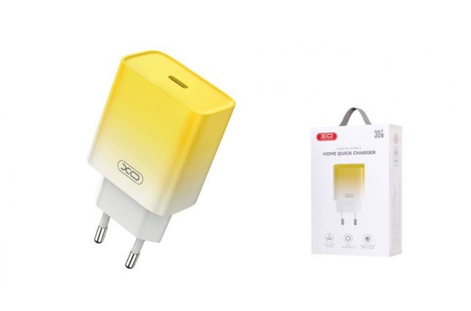 Сетевое зарядное устройство USB-C XO CE18 (EU) PD30W fast charging yellow