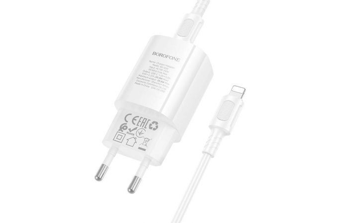 Сетевое зарядное устройство USB-C + кабель Lightning - Type-C BOROFONE BA103A Pudding PD20W (белый)