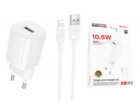 Сетевое зарядное устройство USB-C + кабель Lightning - USB BOROFONE BA101A Pudding (белый)