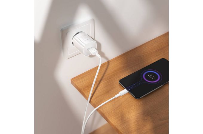 Сетевое зарядное устройство USB-C + кабель Mciro USB - USB BOROFONE BA101A Pudding (белый)