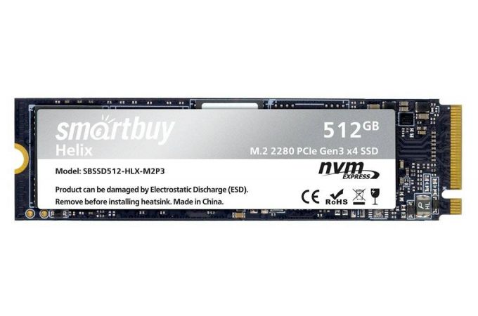 SSD Накопитель M.2 2280 SmartBuy Helix 512GB SBSSD256-HLX-M2P3 PCIe 3.0 x4 /R/W - 2900/2700MB/s