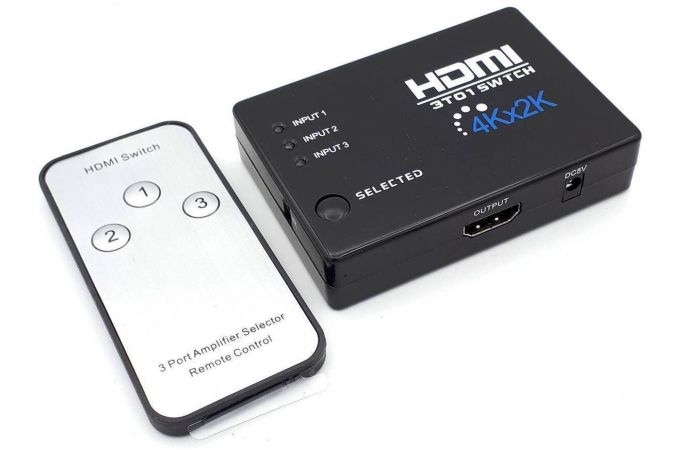 Переключатель 3 HDMI - HDMI (мама - мама) UltraHD 4K с пультом