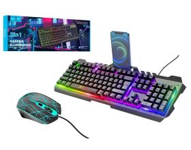 Комплект игровой проводной клавиатура+мышь HOCO DL16 с подсветкой RGB англ. раскладка (черный)