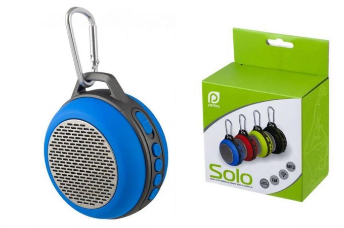 Портативная беспроводная колонка Perfeo "SOLO" FM, MP3 microSD, AUX, мощность 5Вт, 600mAh (синий)