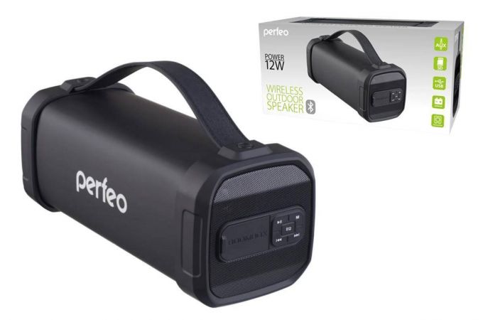 Портативная беспроводная колонка Perfeo PF_A4319 FM, MP3, microSD, USB, AUX, мощность 10Вт, (черный)