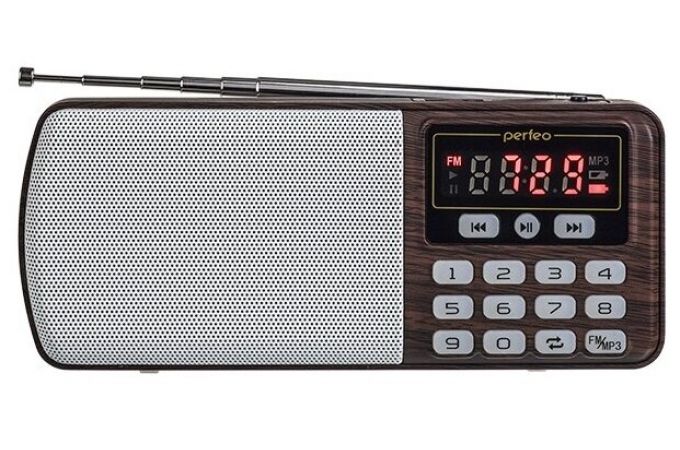 Радиоприемник Perfeo цифровой ЕГЕРЬ FM+ 70-108МГц/ MP3/ питание USB или BL5C/ коричневый (i120-BK)