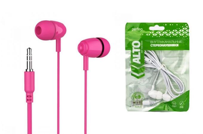 Наушники вакуумные проводные Perfeo ALTO (розовый)