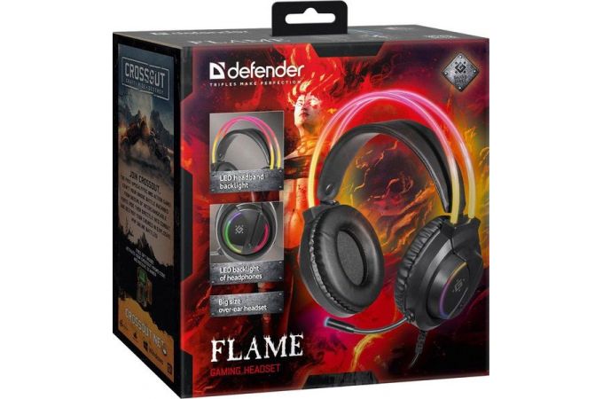 Наушники мониторные проводные Defender Flame (черный)