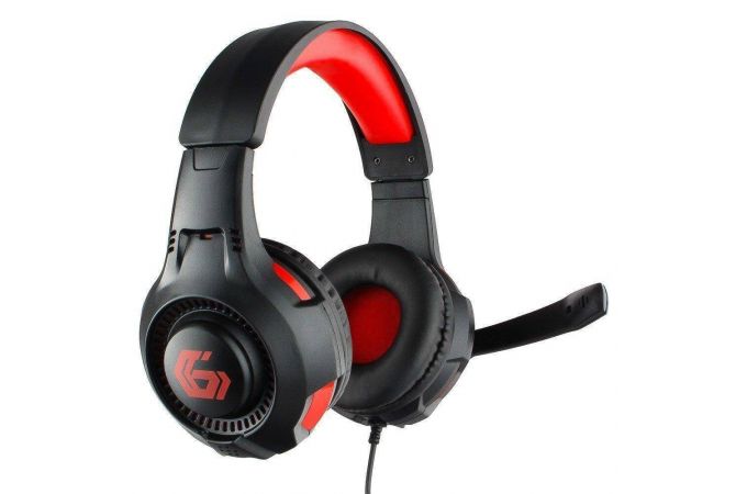 Наушники мониторные проводные Gembird MHS-G210 (черно-красный)