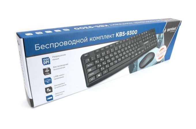 Комплект клавиатура+мышь беспроводной Gembird KBS-9300 (черный)