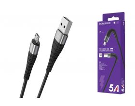 Кабель USB - MicroUSB BOROFONE BX32 2.4A (черный) 0.25м (в оплетке)