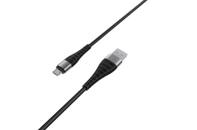 Кабель USB - MicroUSB BOROFONE BX32 2.4A (черный) 0.25м (в оплетке)