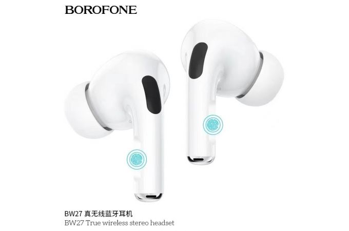 Наушники вакуумные беспроводные BOROFONE BW27 True wireless BT headset Bluetooth (белый)