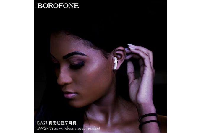 Наушники вакуумные беспроводные BOROFONE BW27 True wireless BT headset Bluetooth (белый)