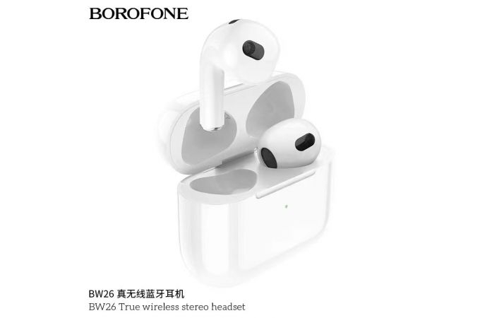 Наушники вакуумные беспроводные BOROFONE BW26 True wireless BT headset Bluetooth (белый)