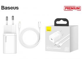 Сетевое зарядное устройство USB-C + кабель Lightning – Type-C Baseus Super Si Quick Charger 1C 20W EU Sets White, 1 м (белый)