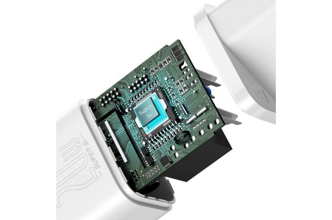 Сетевое зарядное устройство USB-C + кабель Lightning – Type-C Baseus Super Si Quick Charger 1C 20W EU Sets White, 1 м (белый)