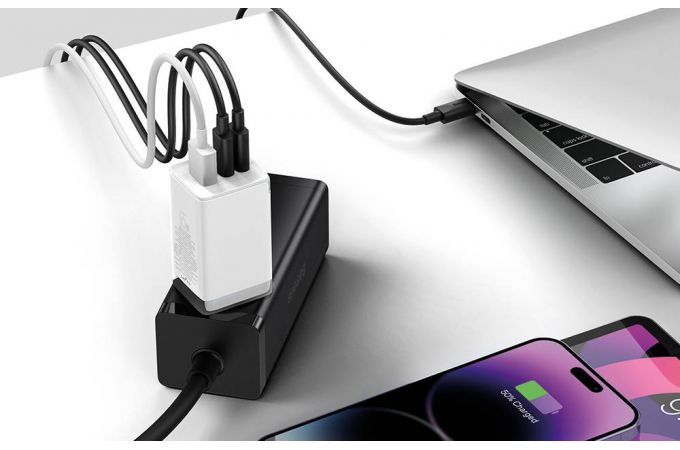 Сетевое зарядное устройство USB + 2USB-C Baseus GaN5 Pro Fast Charger 2C+U 65W EU  1m (белый)