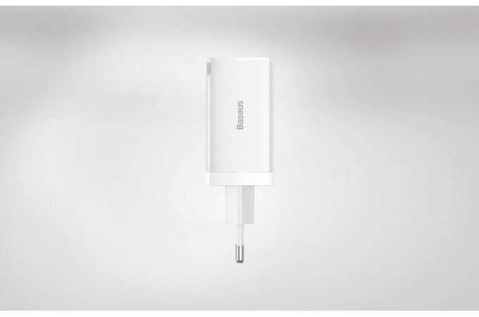 Сетевое зарядное устройство USB + 2USB-C Baseus GaN5 Pro Fast Charger 2C+U 65W EU  1m (белый)