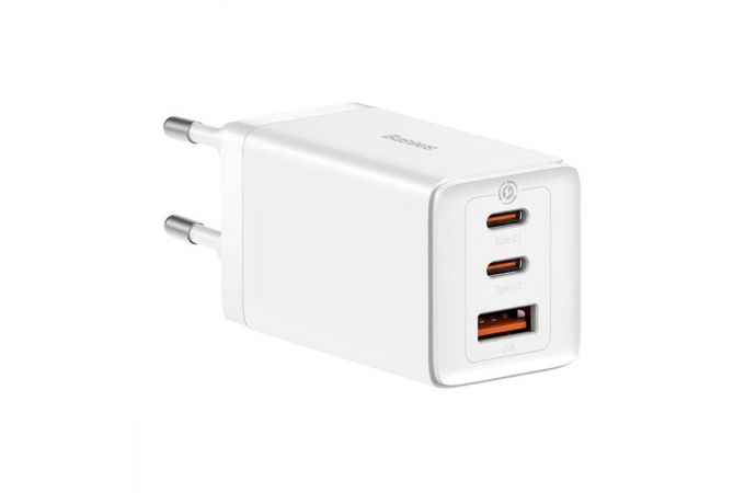 Сетевое зарядное устройство USB + 2USB-C Baseus GaN5 Pro Fast Charger 2C+U 65W EU  1m (белый)