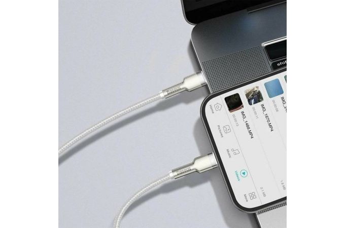 Кабель USB Type-C - Lightning Baseus Cafule Series Metal Data Cable Type-C to iP PD 20W 1m (белый)