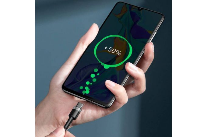 Кабель USB Type-C - USB Type-C Baseus Cafule PD2.0 100W flash charging. 2M. 20V. 5A. чёрный-серый