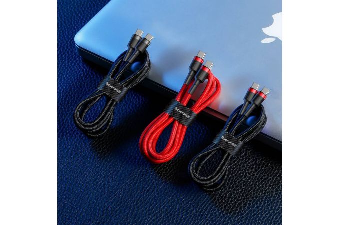 Кабель USB Type-C - USB Type-C Baseus Cafule PD2.0 60W flash charging, 20V, 3A,1 м, серый-чёрный