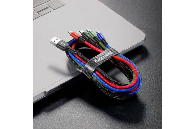 Кабель USB 4 в 1 Baseus Liightning+ Liightning +Type-C + Micro 3.5 A. 1.2 м (чёрный)