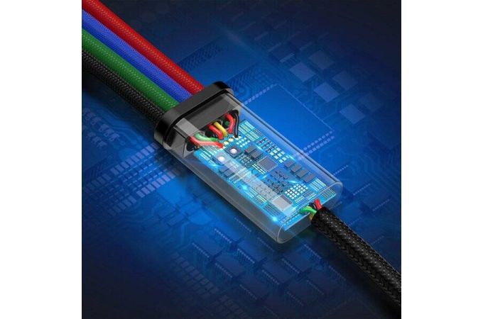 Кабель USB 4 в 1 Baseus Liightning+ Liightning +Type-C + Micro 3.5 A. 1.2 м (чёрный)