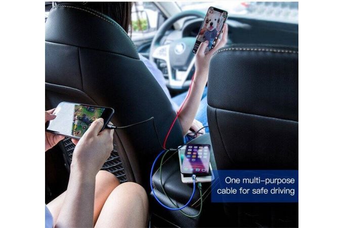 Кабель USB 4 в 1 Baseus Liightning+ Liightning +Type-C + Micro 3.5 A. 1.2 м (чёрный)