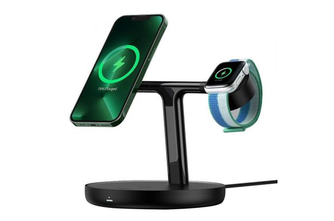 Беспроводное зарядное устройство 3 в 1 Baseus Swan Bracket 20W, универсальный, Include：USB For type-C. 3A. 1 м (черный)