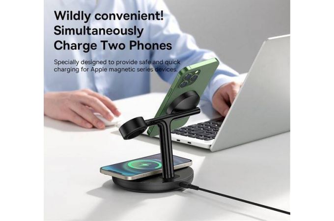 Беспроводное зарядное устройство 3 в 1 Baseus Swan Bracket 20W, универсальный, Include：USB For type-C. 3A. 1 м (черный)