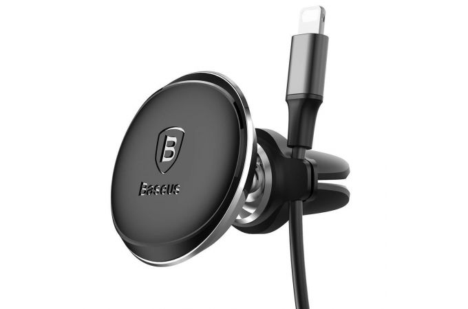 Держатель автомобильный для телефона OS-BASEUS магнитный в решетку воздуховода mount holder with cable clip (черный)