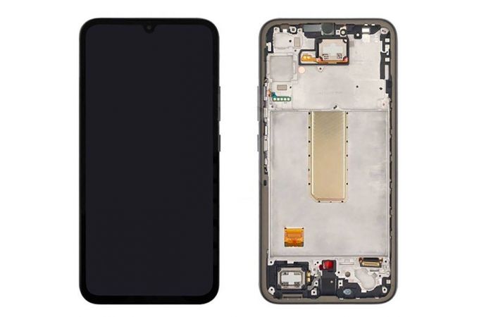 Дисплей для Samsung A346E Galaxy A34 5G Black в сборе с тачскрином + рамка 100%