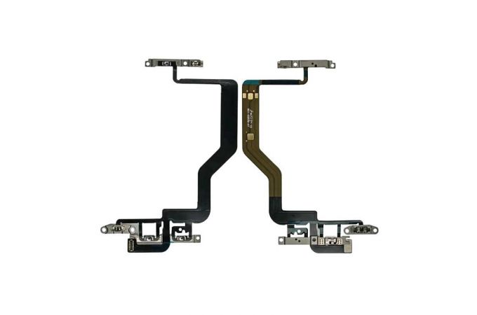 Шлейф для iPhone 12/ 12 Pro с кнопкой включения + кнопки громкости + металлический фиксатор HQ