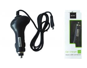 Автомобильное зарядное устройство АЗУ кабель MicroUSB Activ 2000mAh универсальное (черный)