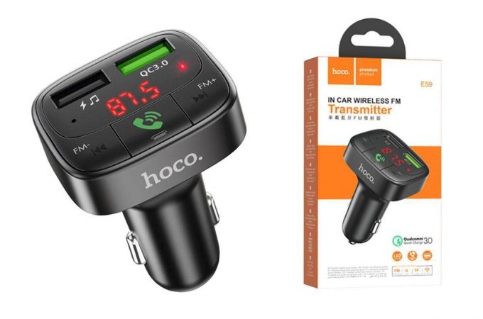 FM-Модулятор HOCO E59 Promise QC3.0 car BT FM transmitter