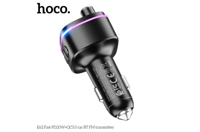 FM-Модулятор HOCO E62 Fast PD20W+QC3.0 car BT FM transmitter