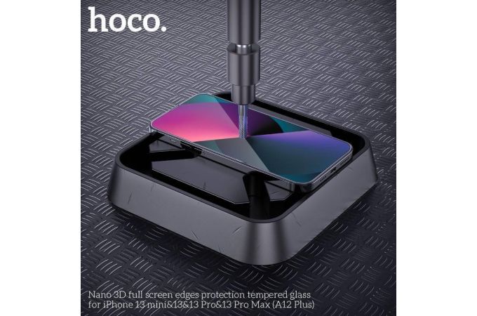 Защитное стекло дисплея iPhone 13 Pro Max (6.7) HOCO A12 Plus Nano 3D full screen edges prot (черный)