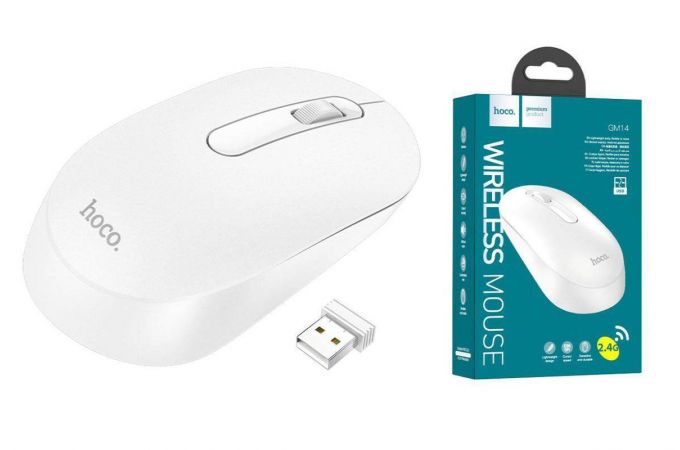 Мышь беспроводная HOCO GM14 business (USB, 2.4ГГц+ВТ,10м) (белый)