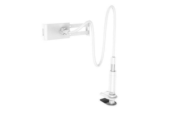 Подставка для телефона на гибкой ножке с прищепкой HOCO PH24 (бело-серебристый)