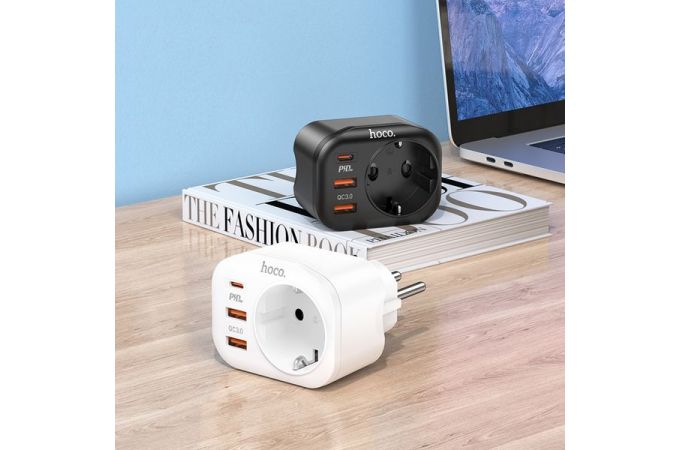 Сетевой адаптер-переходник HOCO NS3 Multifunctional socket (розетка + 2 USB-A+ 1-USB-C ) PD20W Fast (белый)