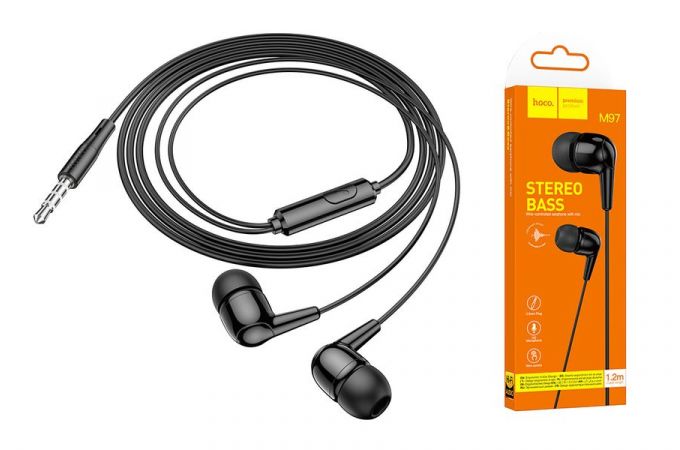 Наушники вакуумные проводные HOCO M97 Enjoy earphones with microphone (черный)