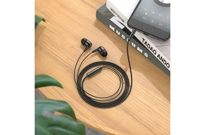 Наушники вакуумные проводные HOCO M97 Enjoy earphones with microphone (черный)