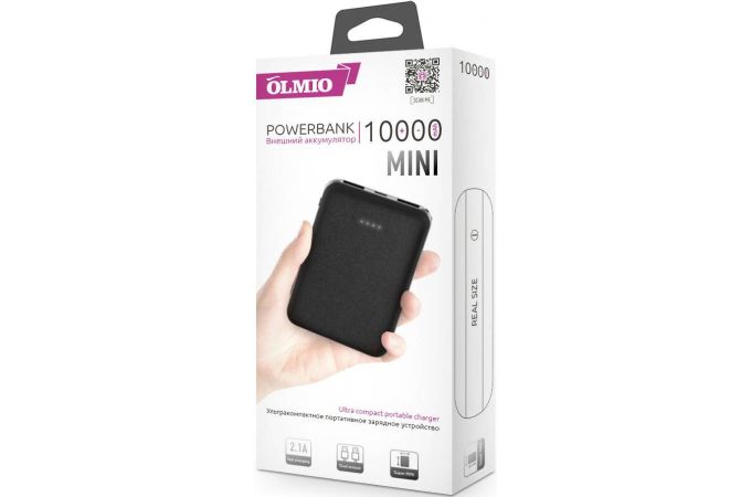 Универсальный дополнительный аккумулятор OLMIO (039109) Mini-10, 10000 mAh черны