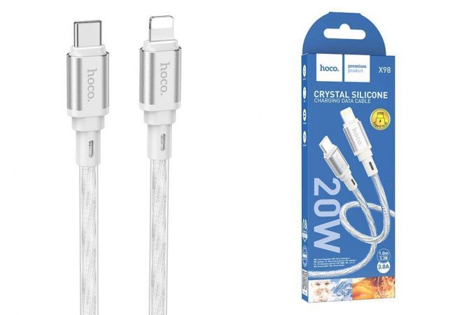 Кабель USB Type-C - Lightning HOCO X98 PD20W (серебристый) 1м (силиконовый)