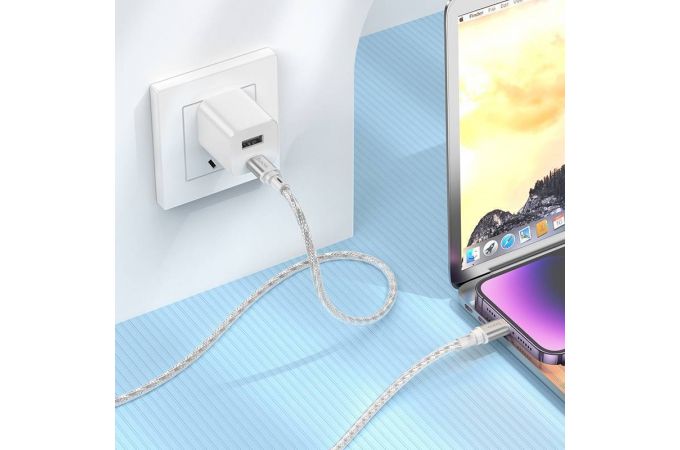 Кабель USB Type-C - Lightning HOCO X98 PD20W (серебристый) 1м (силиконовый)