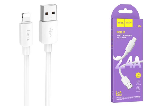 Кабель USB - Lightning HOCO X96, 2,4A (белый) 1м