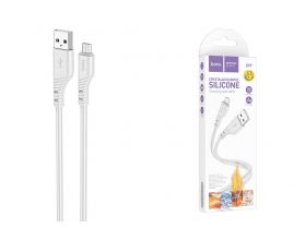 Кабель USB - MicroUSB HOCO X97 (светло-серый) 1м силиконовый